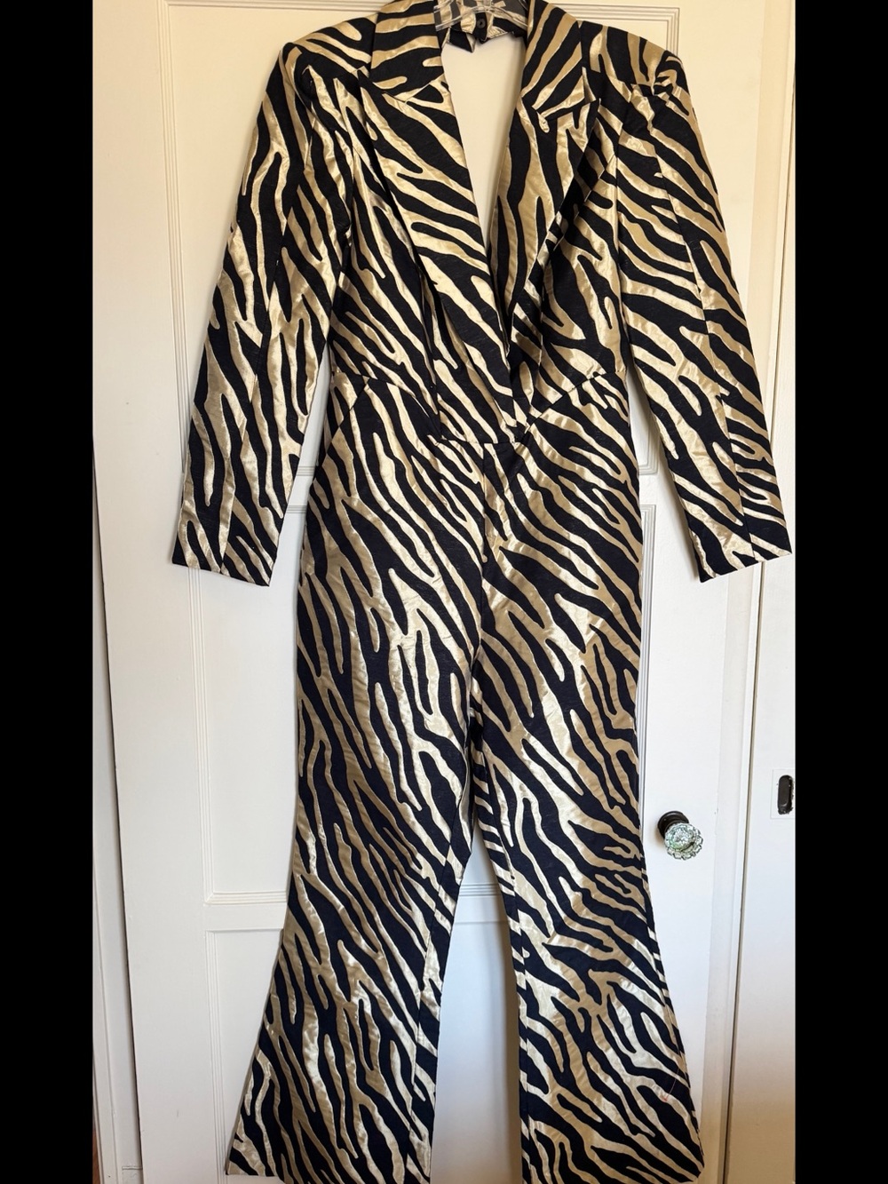 ASOS Luxe Black and Gold Zebra Print Top